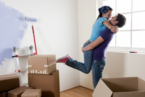 Packed moving boxes ready for flat removals in Stokenewington
